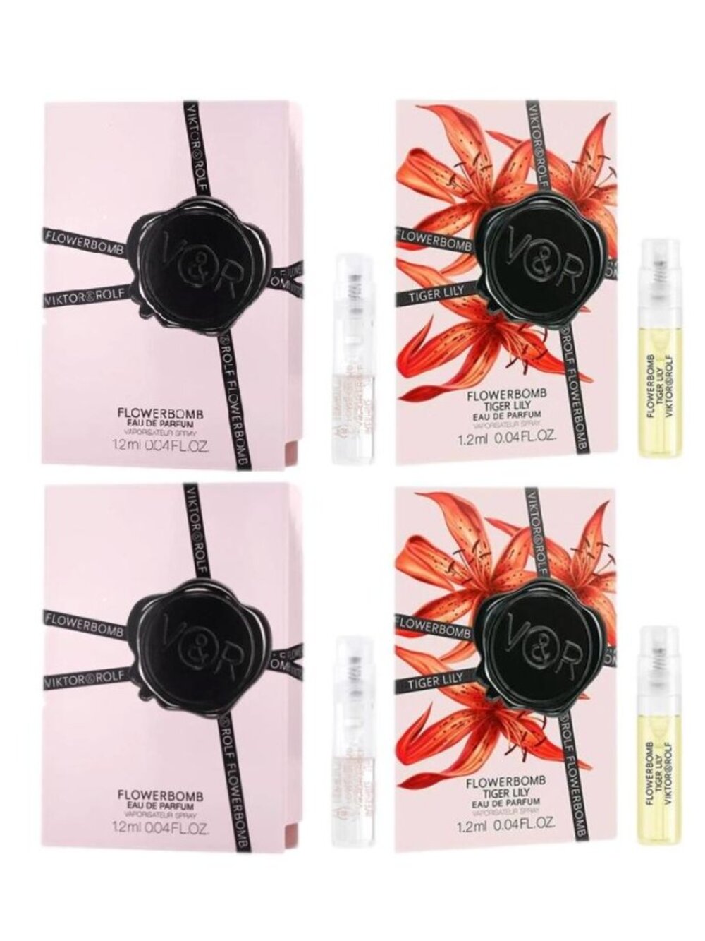 Viktor & Rolf 4 Piece Flowerbomb Tiger Lily EDP Sample Spray 1.2ml Each